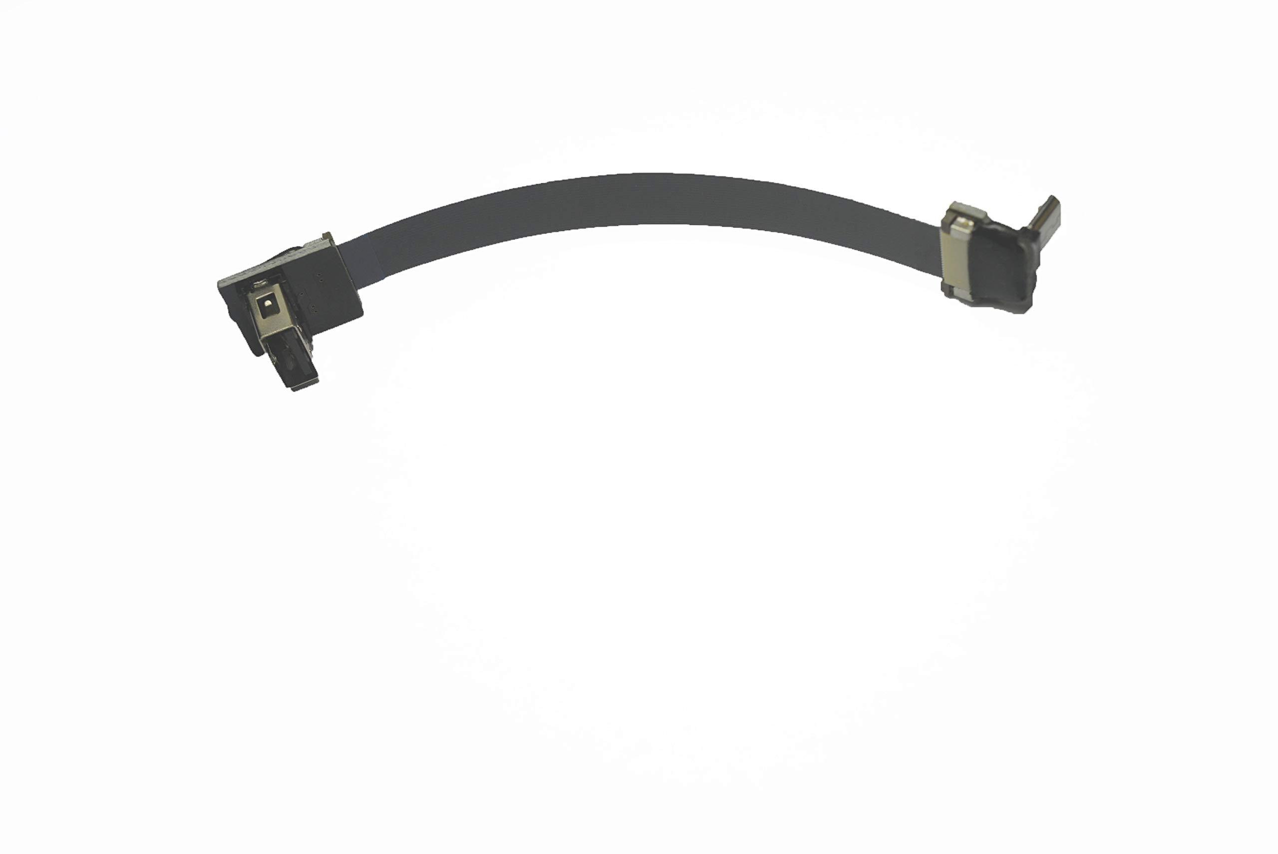 Permanent Short Flat Slim Thin Cable Micro USB 90 Degree Male Angle to Standard USB A Female 90 Degree up Angled Receptacle for sync and Charging Black (5CM, 1.95"-Micro Male-Standard Female)