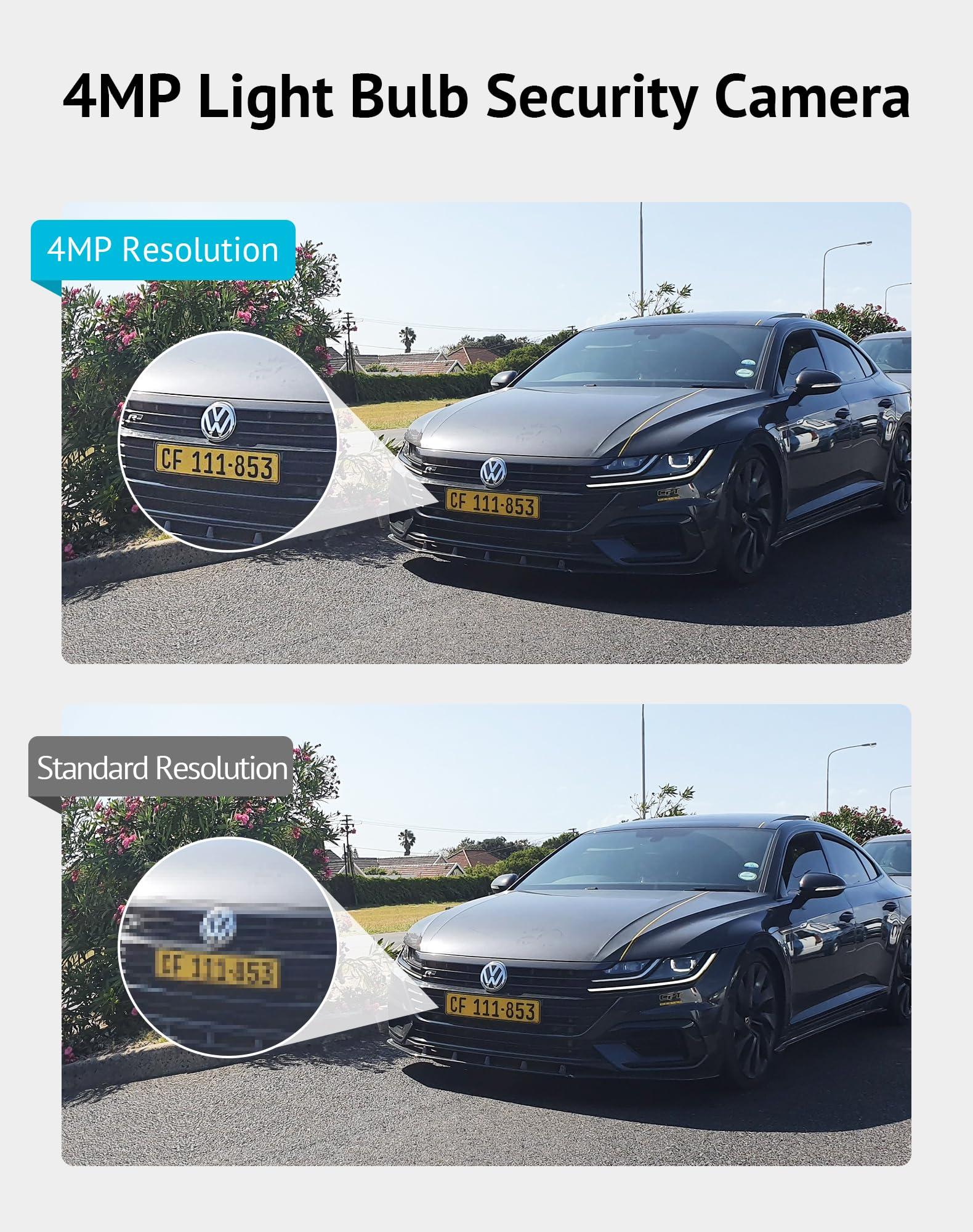 LaView LaView 4MP Bulb Security Camera 5G& 2.4GHz, 3602K Security Cameras Wireless Outdoor Indoor Full Color Day and Night, Motion Detection, Audible Alarm, Easy Installation, Compatible with Alexa (2 Pack)