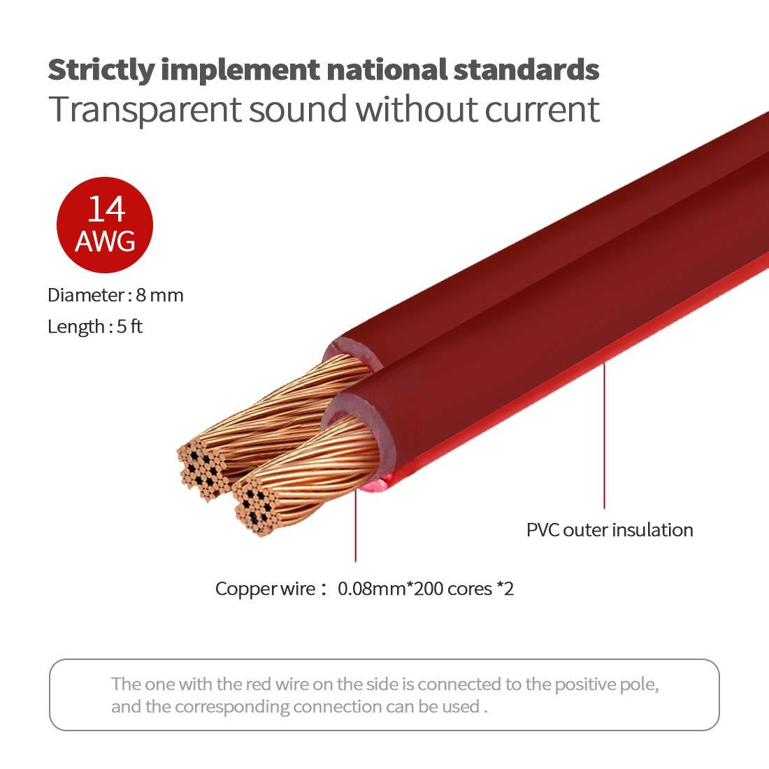 Yuchenfeng Yuchenfeng Gold-Plated RCA to Bare Wire Speaker Cable - 14AWG OFC Copper Audio Cable for Subwoofers, Amps & Home Theater, Dual PVC Shielded, Zero-Noise (10FT 2-PCS)