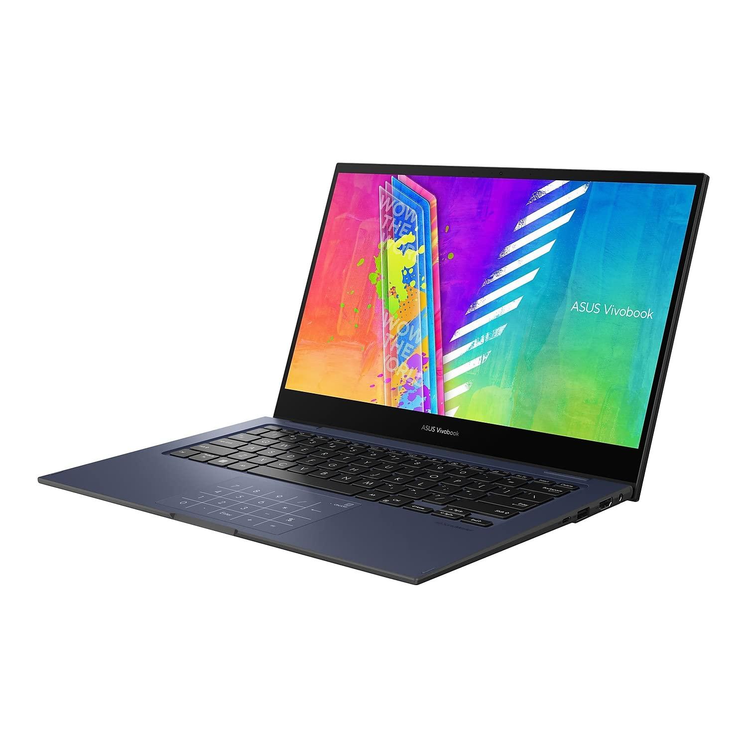 ASUS ASUS VivoBook Go 14 Flip Thin and Light 2-in-1 Laptop, 14 inch HD Touch, Intel Celeron N4500 CPU, UHD Graphics, 4GB RAM, 64GB eMMC, NumberPad, Windows 11 Home in S Mode, Quiet Blue, J1400KA-DS02T