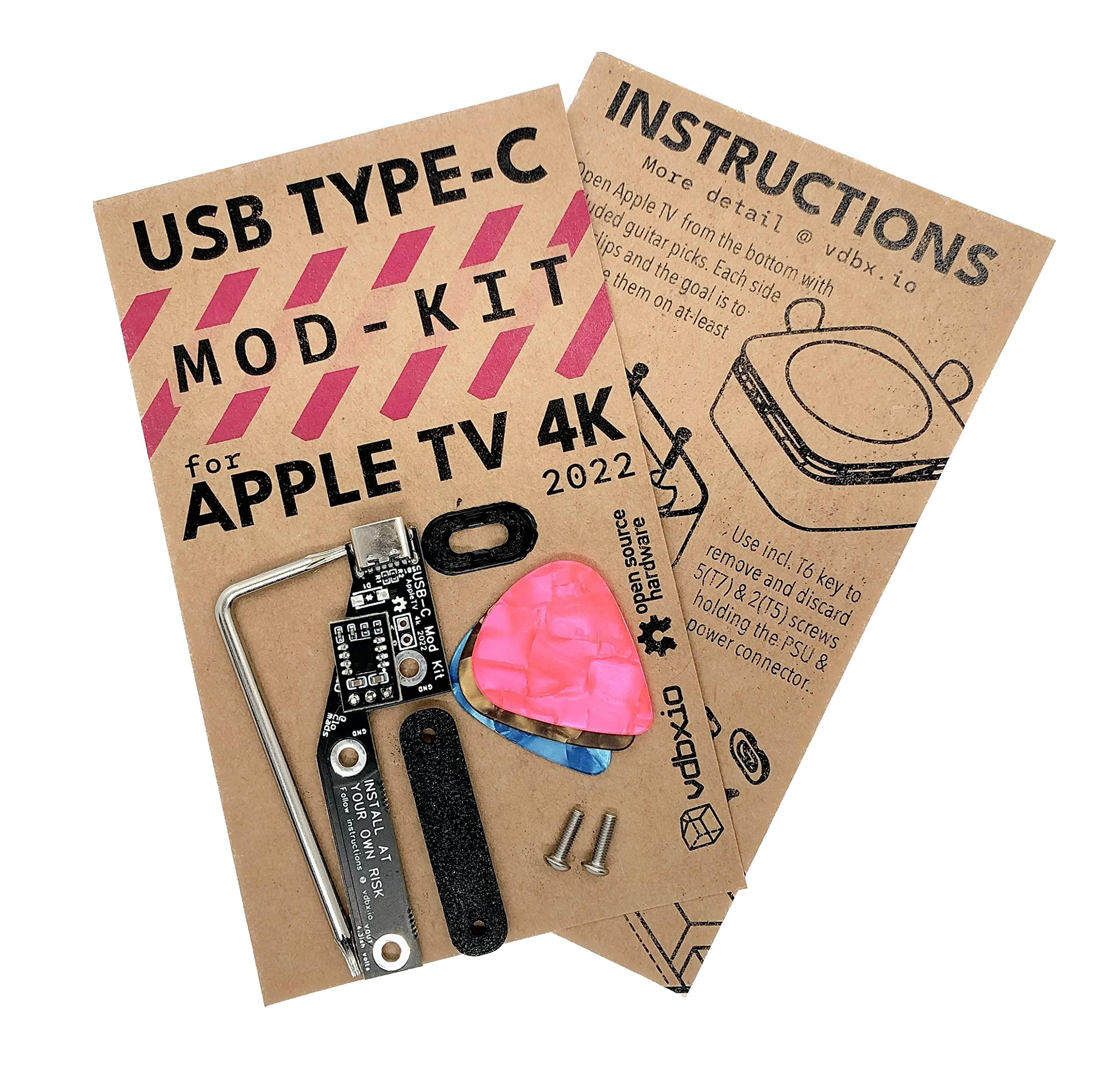 VDBX.io USB Type-C Power Easy Upgrade Kit for Apple TV 4K 2022 (3rd Gen) 5v PD Mod Compatible AppleTV Modification Tools Included