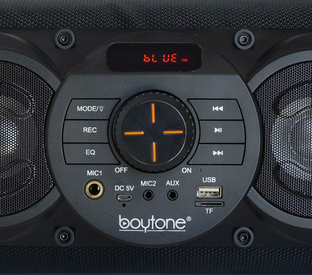 Boytone Boytone, Portable Bluetooth Boombox Speaker, Indoor/Outdoor, 25W, Loud Sound, Deeper Bass, 5\" Subwoofer, 3.25 Tweeter, FM, USB, Micro SD, Microphone, DC 5V to USB Charging Connector Cable (BT-18RD)