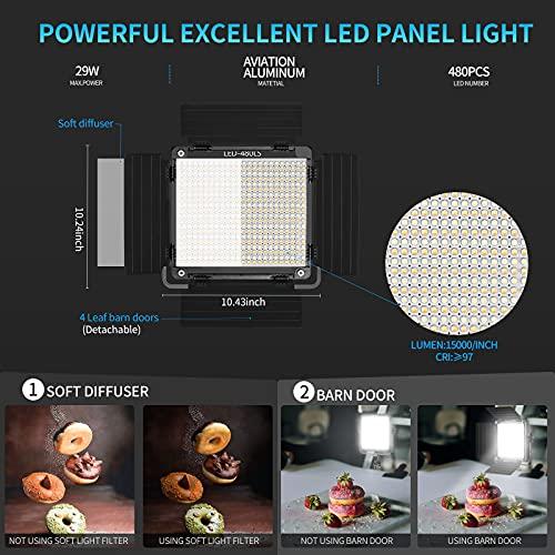 GVM Great Video Maker GVM 3 Pack LED Video Lighting Kits with APP Control, Bi-Color Variable 2300K~6800K with Digital Display Brightness of 10~100% for Video Photography, CRI97+ TLCI97 Led Video Light Panel +Barndoor