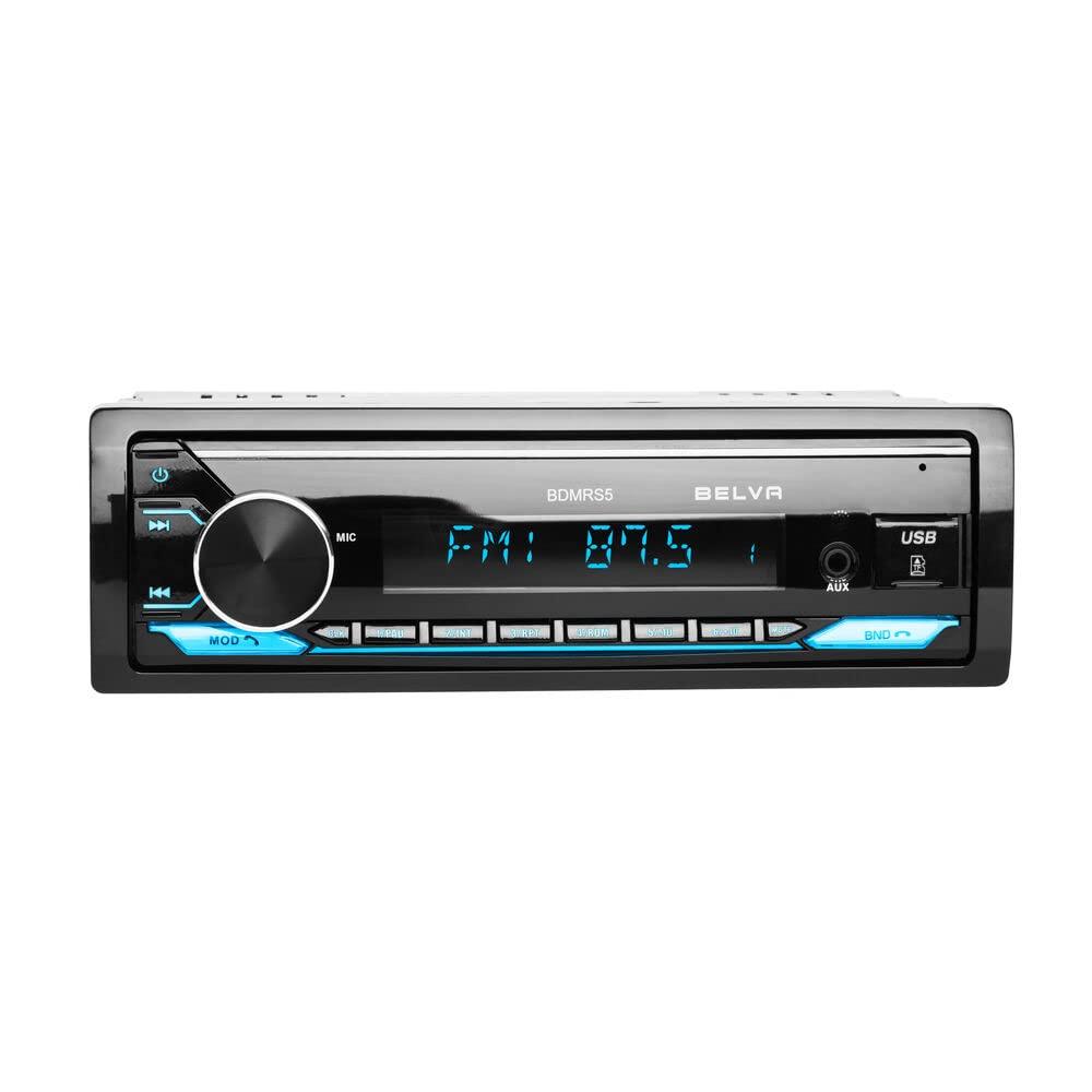 BELVA Belva BDMRS5 Single DIN Bluetooth in-Dash Car Stereo Receiver w/Front Panel SD, USB, AUX Inputs, 3 Sets of 5 Volt Preamp Outputs