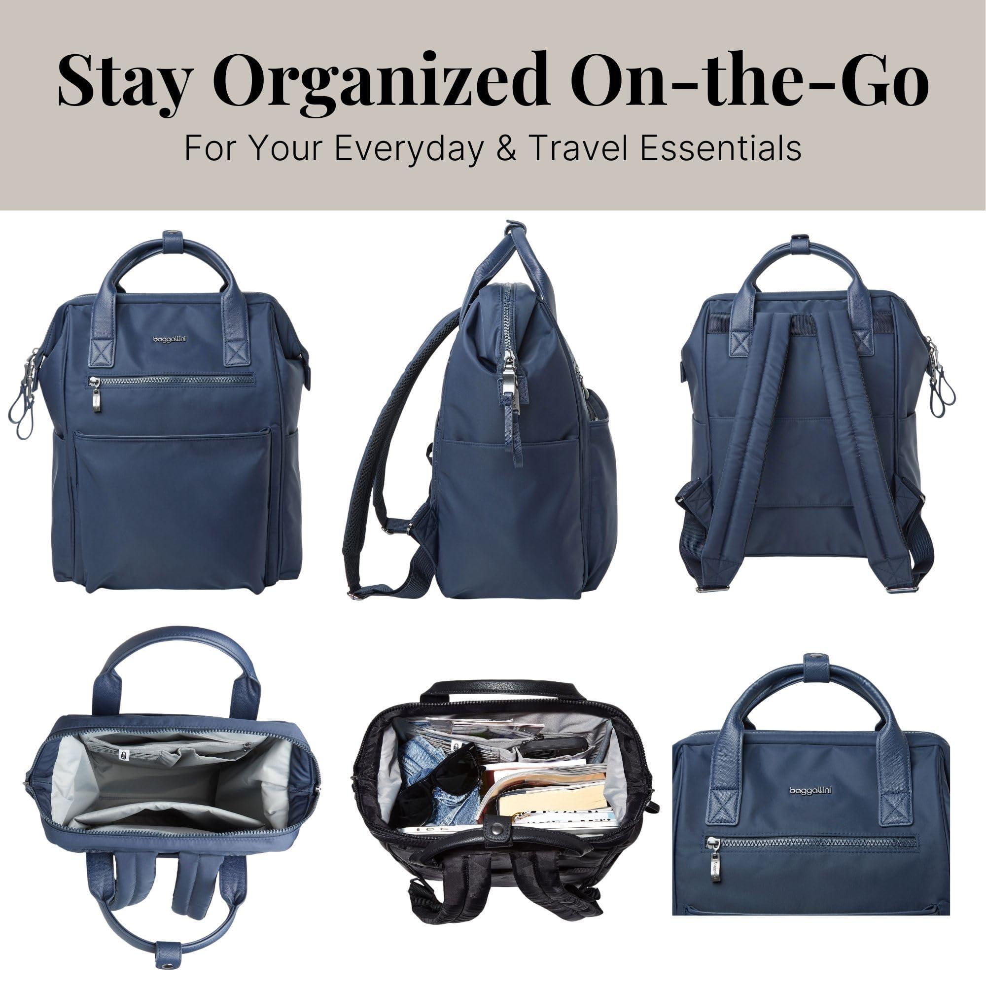 Baggallini Baggallini Soho Backpack - Travel Laptop Backpack for Women - Lightweight Water-Resistant Luggage Bag, French Navy
