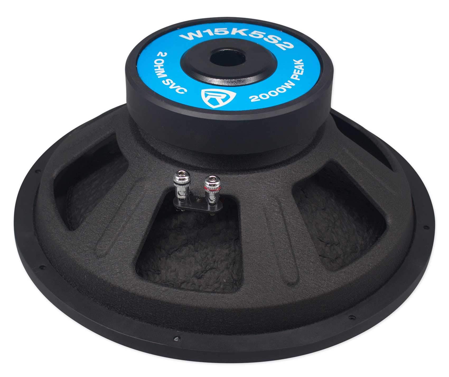 Rockville 2 Rockville K5 W15K5S2 15" 2000w Subwoofers+Sealed Sub Box+Mono Amplifier+Wires