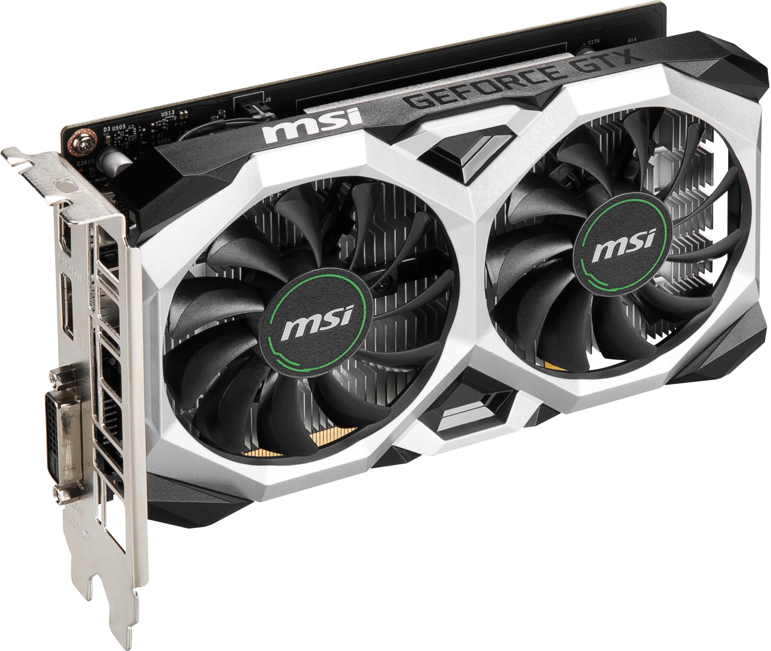 MSI MSI GeForce GTX 1650 D6 Ventus XS OC Graphics Card '4GB GDDR6, 1620MHz, 128-bit, PCI Express x16 Gen 3, DisplayPort, HDMI, DVI-D, Dual Fan Cooling System'