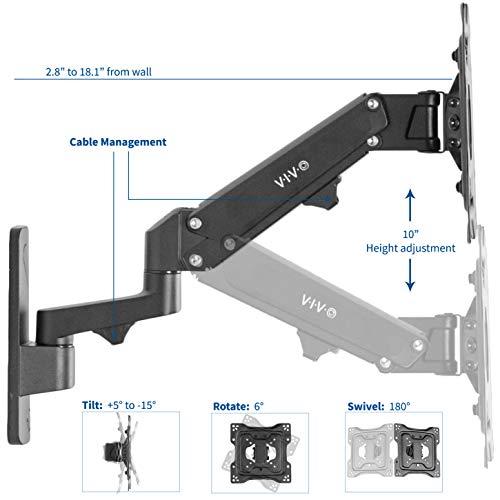 VIVO VIVO Premium Aluminum Single TV Wall Mount for 23 to 43 inch Screens, Adjustable Arm, Fits up to VESA 200x200, MOUNT-G200B