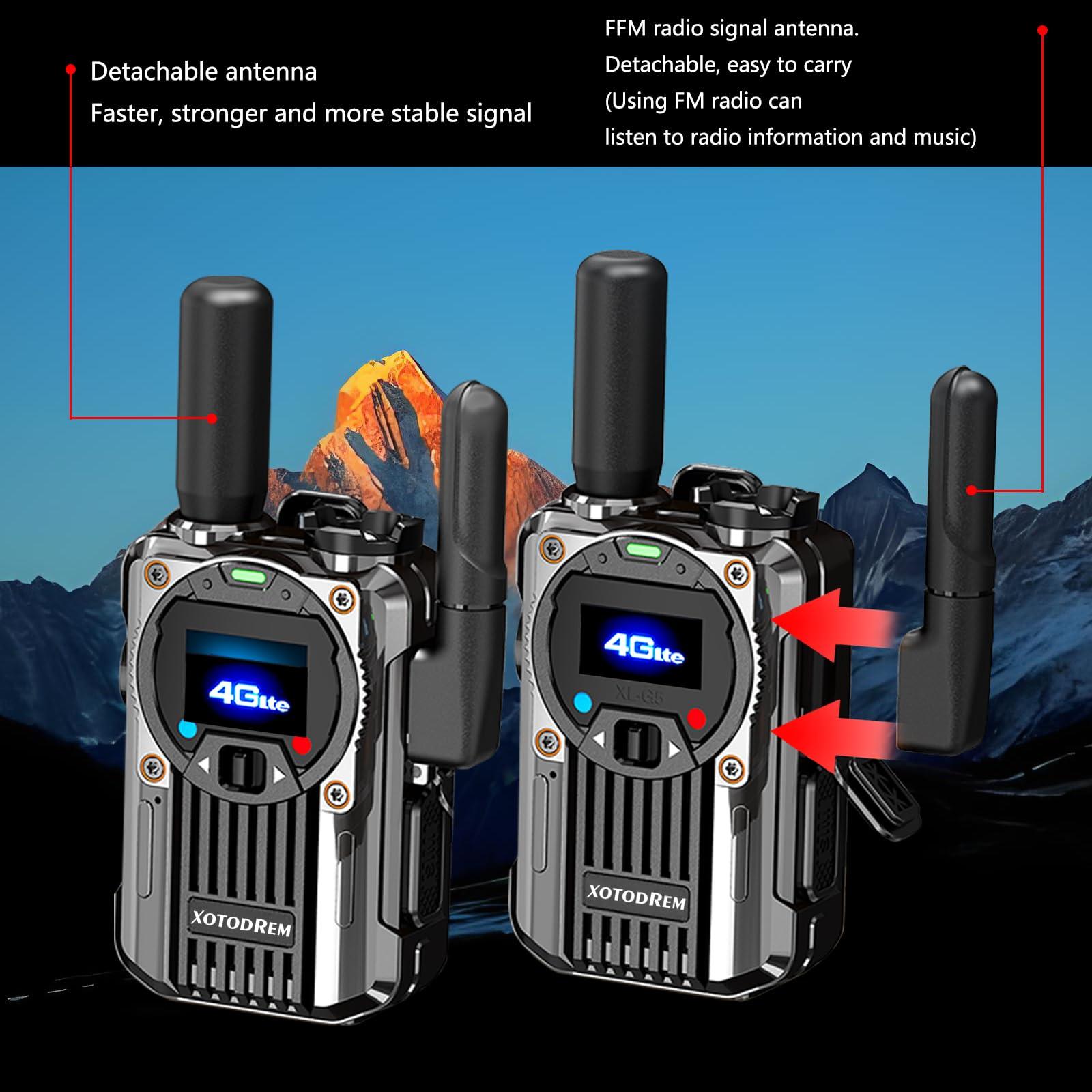 Generic XOTODREM Global Walkie Talkie Two Way Radio, Portable Radio am fm Home Radio, Unlimited Distance-Rechargeable PTT Cellular Radio Push To Talk, Walkie Talkie that can be used as a Radio (with SIM card)