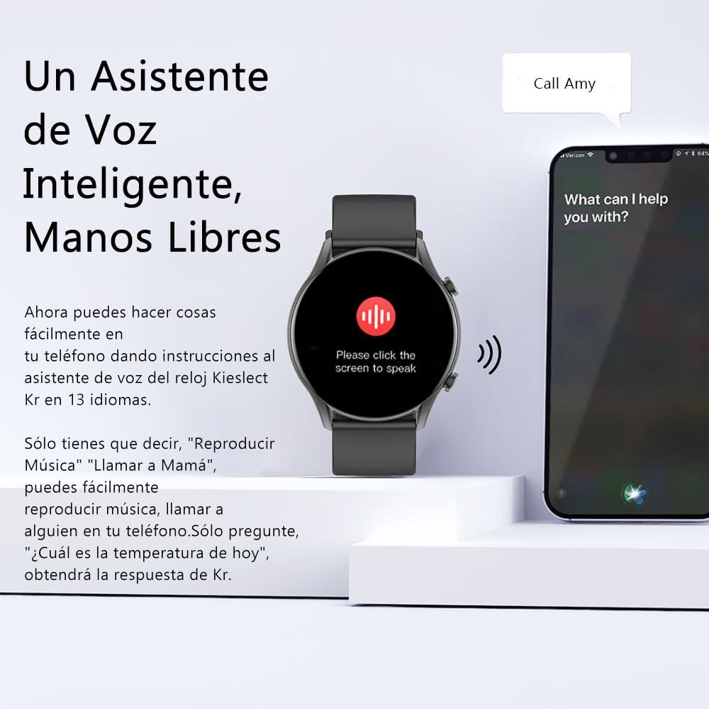 Kieslect Kieslect Kr Smart Watch for Men Women(Answer/Make Calls),1.32\"Semi-AMOLED Touch Screen,Blood Oxygen SpO2, 24/7Heart Rate Monitor,70 Sports Modes Fitness Tracker,IP68,Compatible with Android iOS