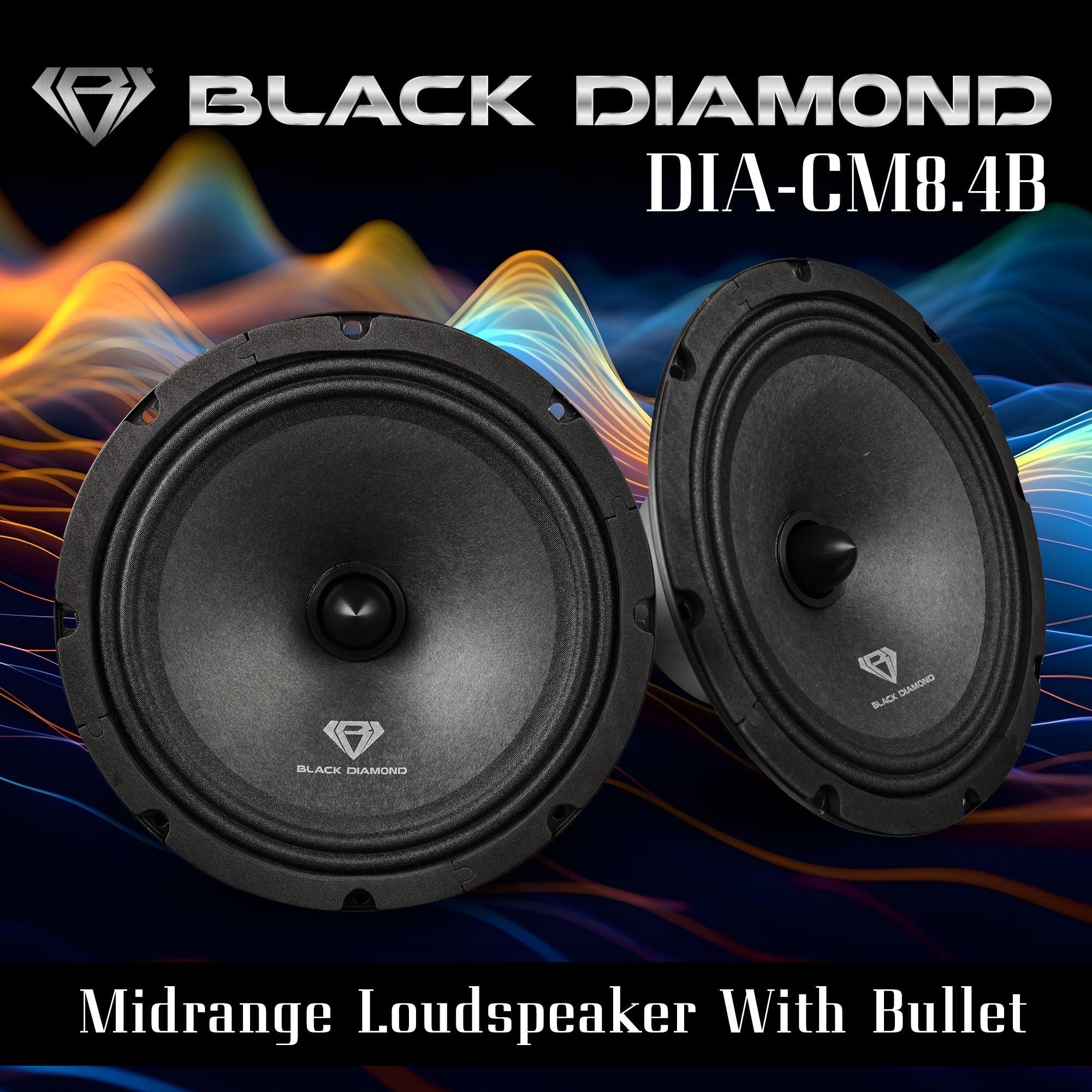 BLACK DIAMOND Pair of Black Diamond 8" 140 Watts 4-Ohm Mid-Range Speakers with Bullet