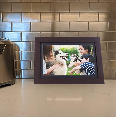 Brookstone Brookstone PhotoShare 14” Smart Digital Picture Frame, Send Pics from Phone to Frames, WiFi, 8 GB, Holds 5,000+ Pics, HD Touchscreen, Premium Espresso Wood, Easy 1-min Setup