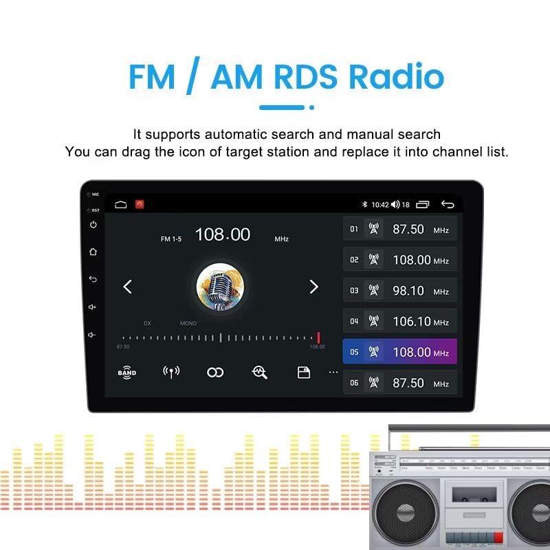 Biorunn Android 13 Car Radio Stereo for Toyota Hilux 2015-2020 LHD, Biorunn 10.1 Inch Octa Core GPS Navi Wireless Wired Car-Play Android Auto Head Unit IPS FM AM RDS DSP, 6GB RAM 128GB ROM