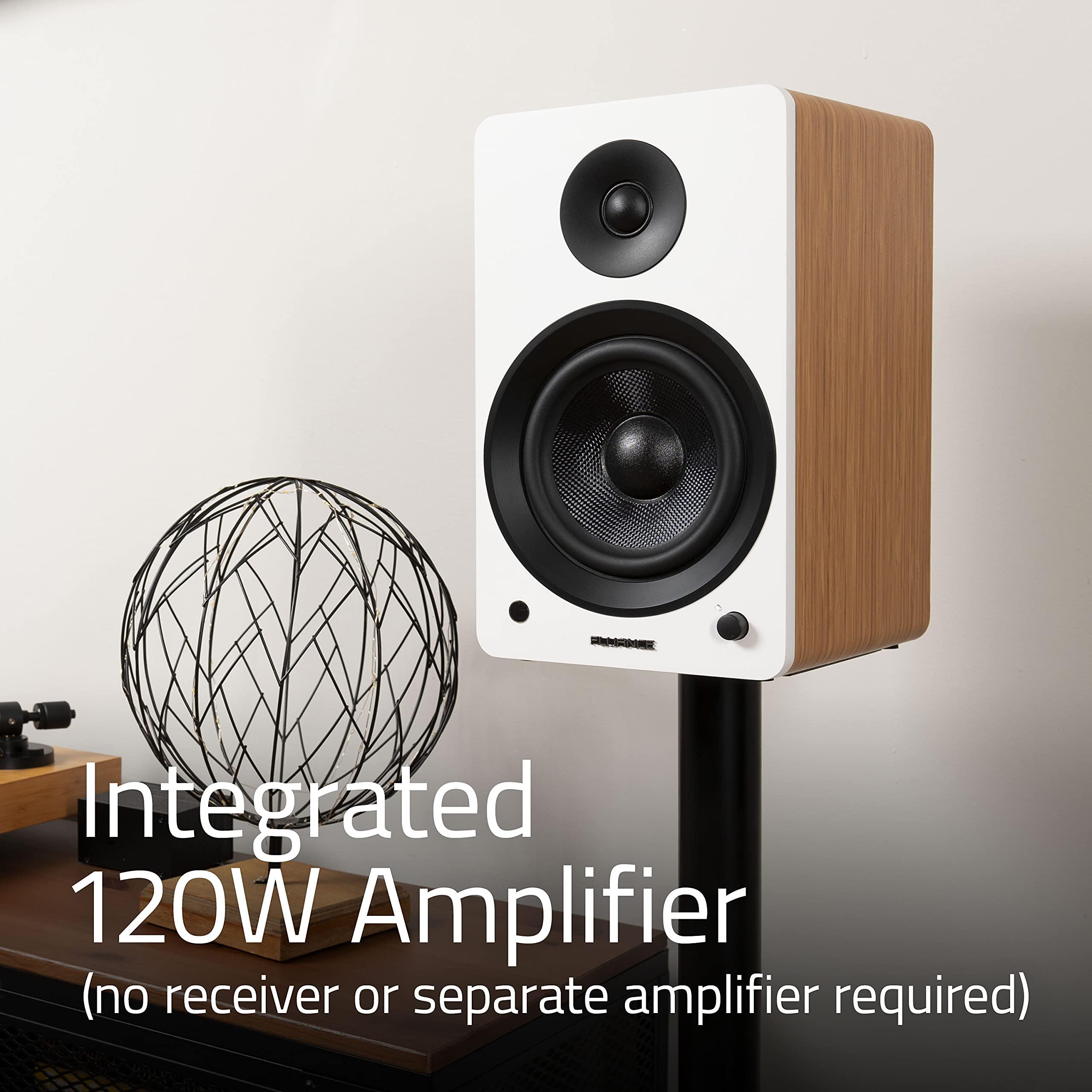 Fluance Fluance Ai61 Powered 6.5" Stereo Bookshelf Speakers and DB10 10" Low Frequency Ported Front Firing Powered Subwoofer with 15 Feet RCA Ultimate Performance Collection Subwoofer Cable (Natural Walnut)