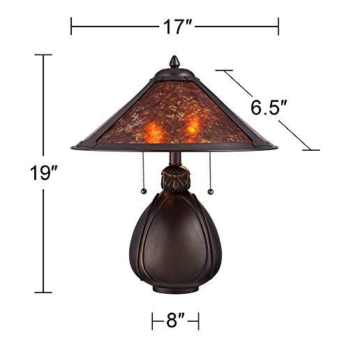 Robert Louis Tiffany Robert Louis Tiffany Nell Art Deco Tiffany Style Small Accent Table Lamp 19" High Bronze Brown Antique Pottery Ceramic Natural Mica Shade Decor for Bedroom House Bedside Nightstand Home Office