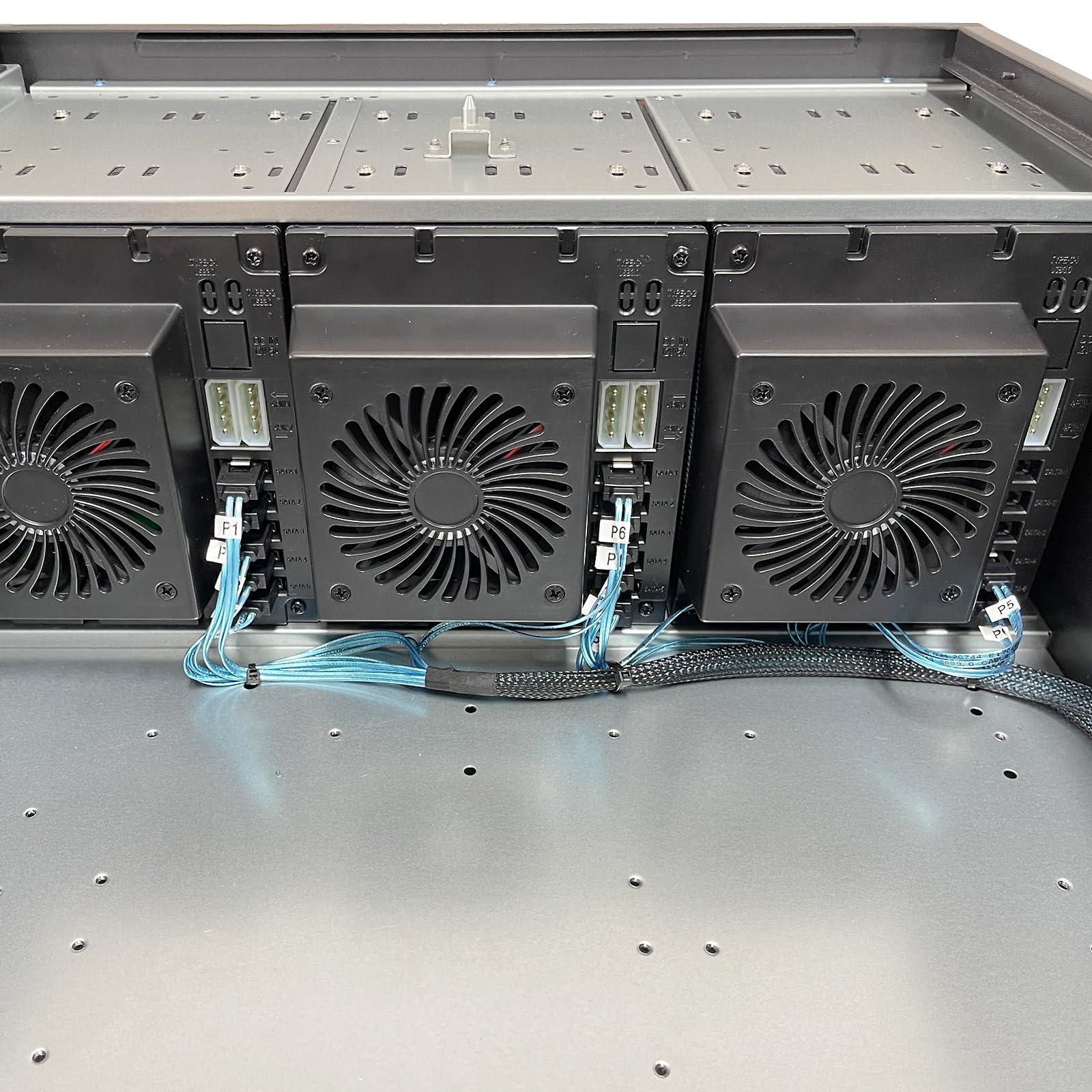 DirectNine Basics DirectNine Basics ZhenLoong full tower NAS computer case ITX MATX ATX EATX 15 bay hot swap server GPU Graphic workstation chassis, Black, Loong1