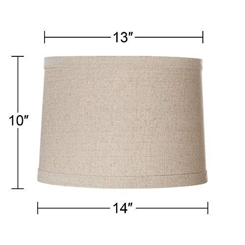 Springcrest Natural Linen Medium Drum Lamp Shade 13" Top x 14" Bottom x 10" High (Spider) Replacement with Harp and Finial - Springcrest