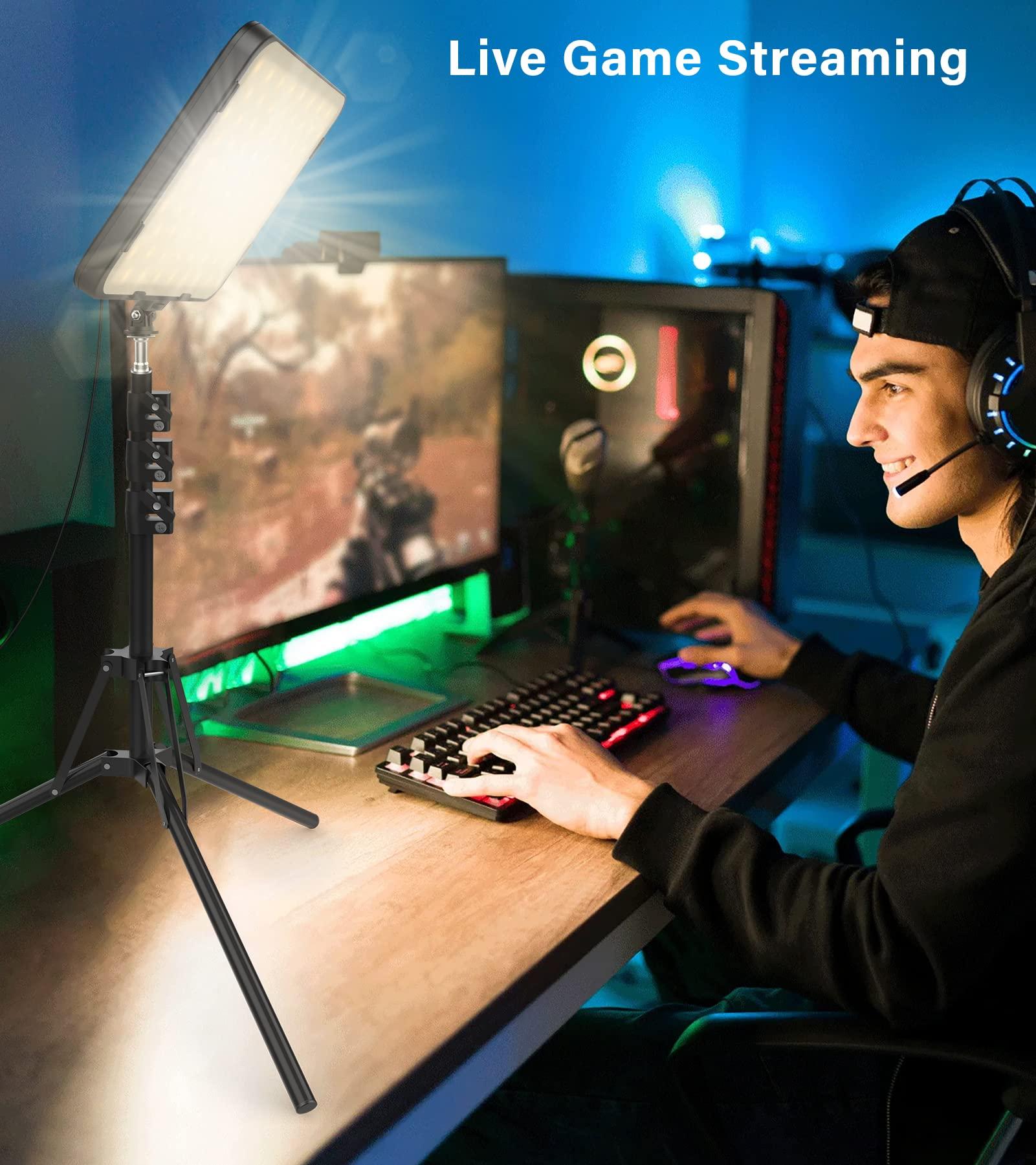 Unicucp 2 Pack LED Video Photography Lighting Kit with 62.99'' Tripod Stand, Unicucp 2500-8500K Dimmable Studio Streaming Light for Video Recording Filming, Live Game YouTube, Portrait Shooting, USB Charger