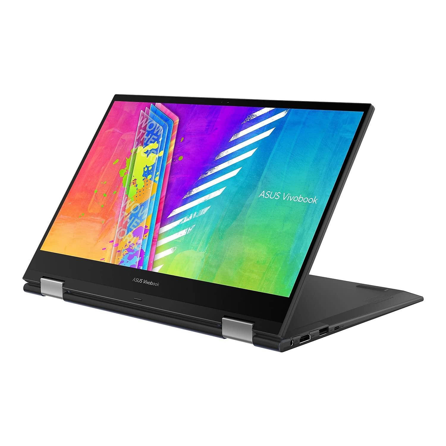 ASUS ASUS VivoBook Go 14 Flip Thin and Light 2-in-1 Laptop, 14 inch HD Touch, Intel Celeron N4500 CPU, UHD Graphics, 4GB RAM, 64GB eMMC, NumberPad, Windows 11 Home in S Mode, Quiet Blue, J1400KA-DS02T