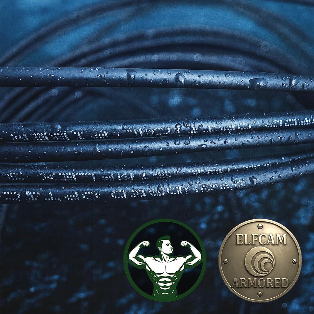 Elfcam Elfcam - 30m/98.4ft Armored Fiber Optic Cable for Outdoor and Indoor SCA to SCA Simplex Singlemode, Compatible with FTTH Cables, 30 Meters