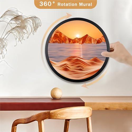 JYBBGO JYBBGO Sand Art, Sand Art Liquid Motion, 360 Rotate Wall Mounted Moving Sand Art Picture Relaxing Mood Peaceful Piece Home Office Work Decor (23.6\'\', orange2)