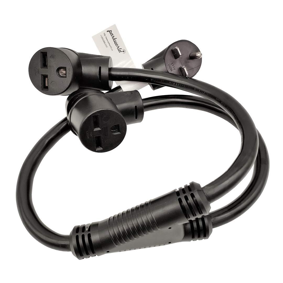 Parkworld Parkworld 61520 Welder 30A Splitter, Industrial Male Plug NEMA 6-30P to (2) 6-30R Female Connectors, NEMA 6-30 Splitter Cord Adapter 2 feet