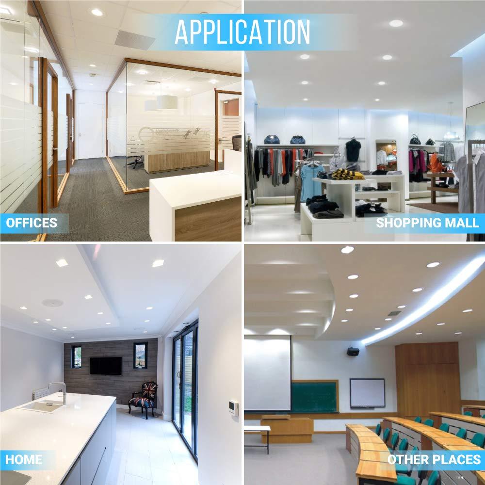 LEDMyplace.com LEDMyplace 5/6 inch 15W Round Dimmable Retrofit LED Recessed Downlight, Pack of 12, Replacement of 55W, 1100 Lumens, 3000K Warm White, Baffle Trim Can Lights, Ceiling Lighting for Home, Office