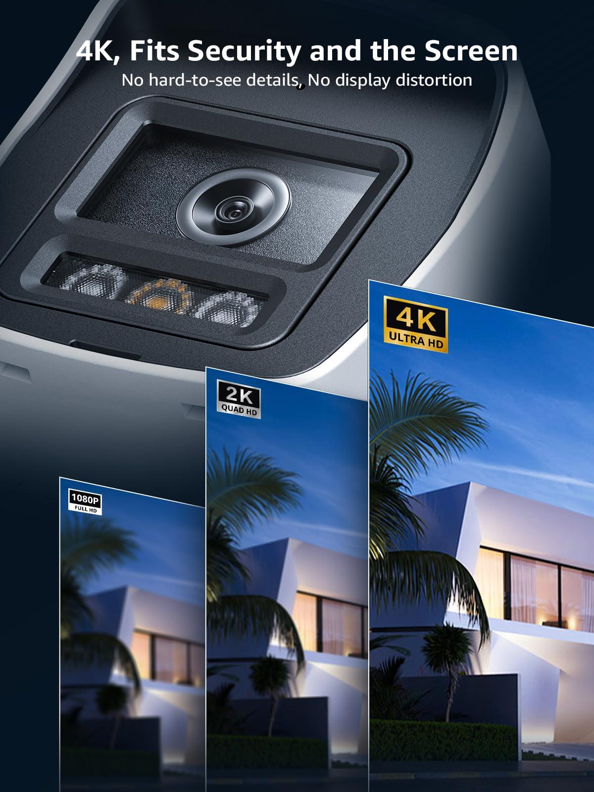 ANNKE ANNKE C800 3 Pack PoE 4K Security Camera with AI Human/Vehicle Detection, H.265+ 8MP Outdoor IP Bullet Camera w/Audio Recording, 100ft EXIR 2.0 Night Vision, 120dB WDR, Support Max 512GB TF Card