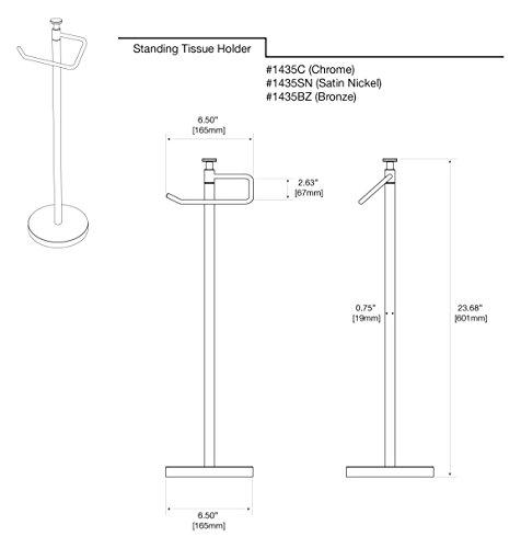 Gatco Gatco 1435C Freestanding Toilet Paper Holder, 23.68 H, Chrome | Toilet Tissue Roll Holder Stand With Weighted and Padded Base For Bathroom
