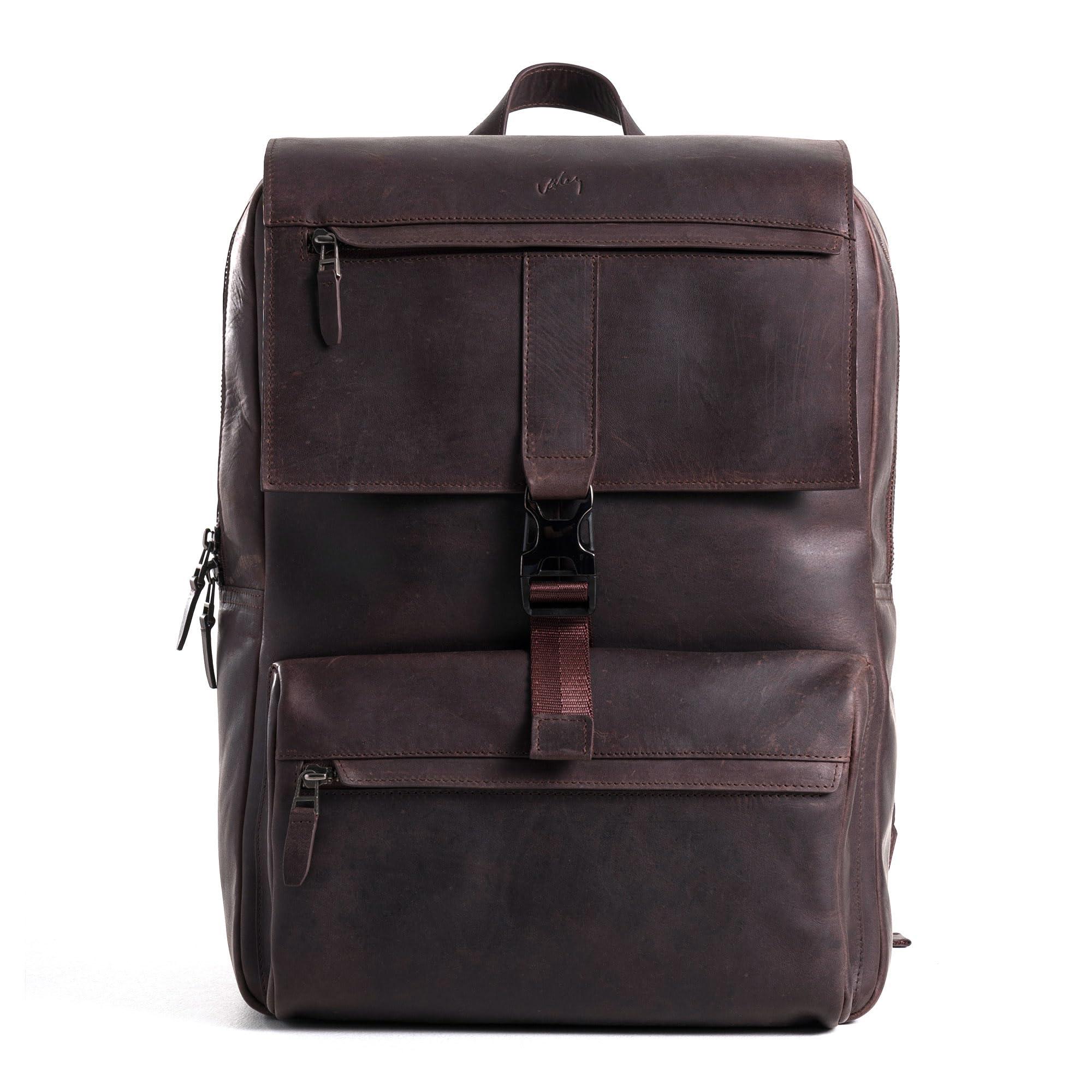VELEZ VELEZ Dark Brown Top Grain Leather Backpack for Men and Women - 17 Inch Laptop Bag for Work - Handmade Business Bookbag With Large Capacity - Mens Computer Travel Shoulder Bags Shoulder Bags