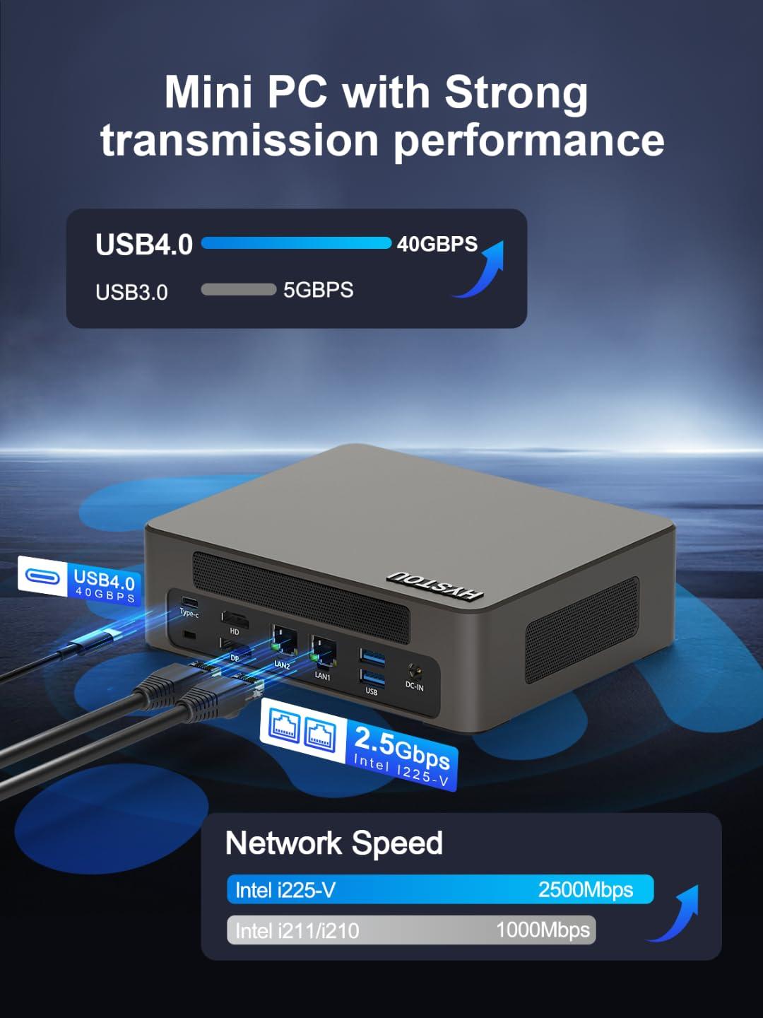 HYSTOU HYSTOU Mini PC I7 Computer: Core I7 1360P 32GB Ram DDR5 512GB NVMe SSD Win 11 Pro Mini Gaming PC for Home Server Business