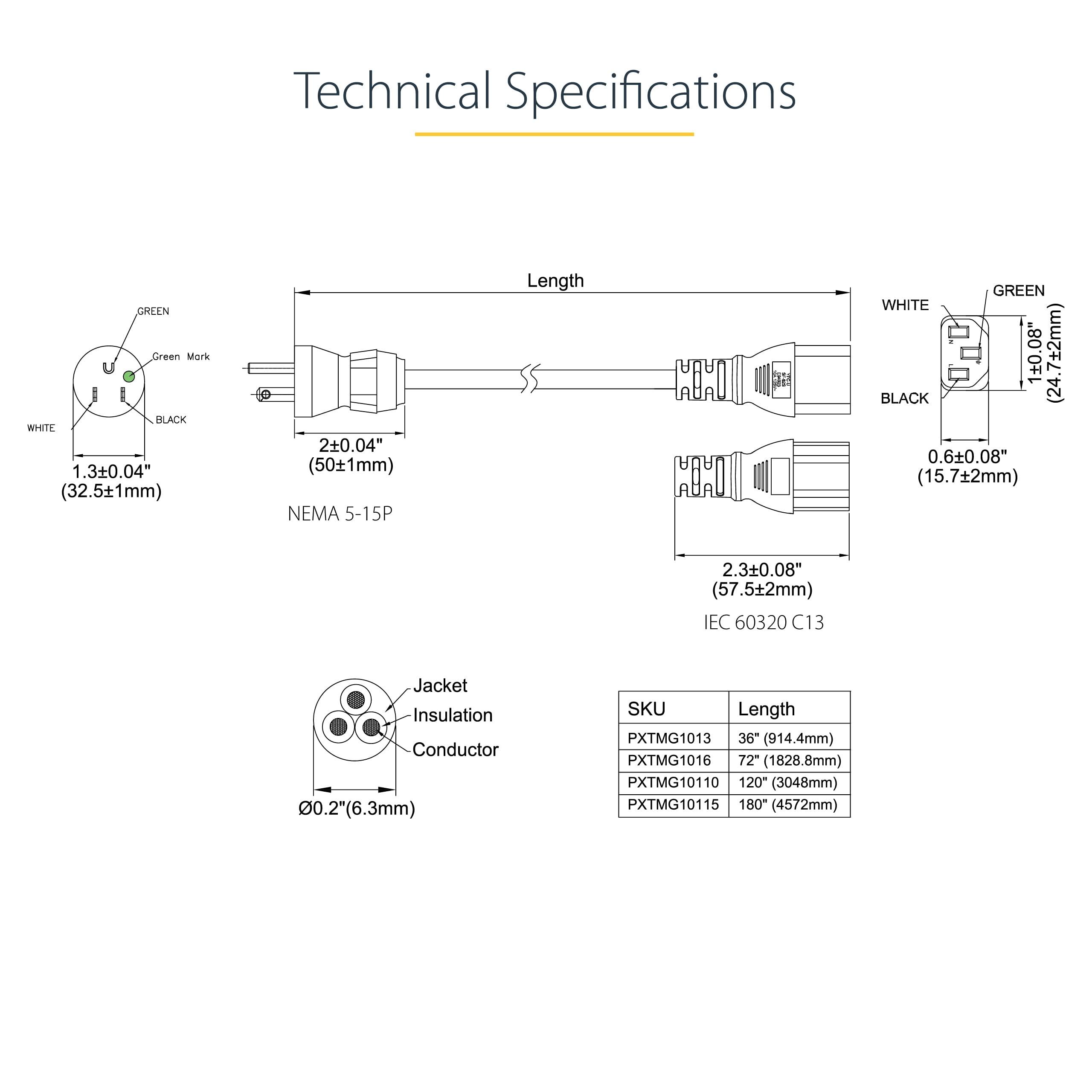 StarTech.com StarTech.com 15ft (4.6m) Power Cord, NEMA 5-15P to C13, 10A/125V, 18AWG, PC Power Cable, Printer/Monitor Power Cord, UL Listed