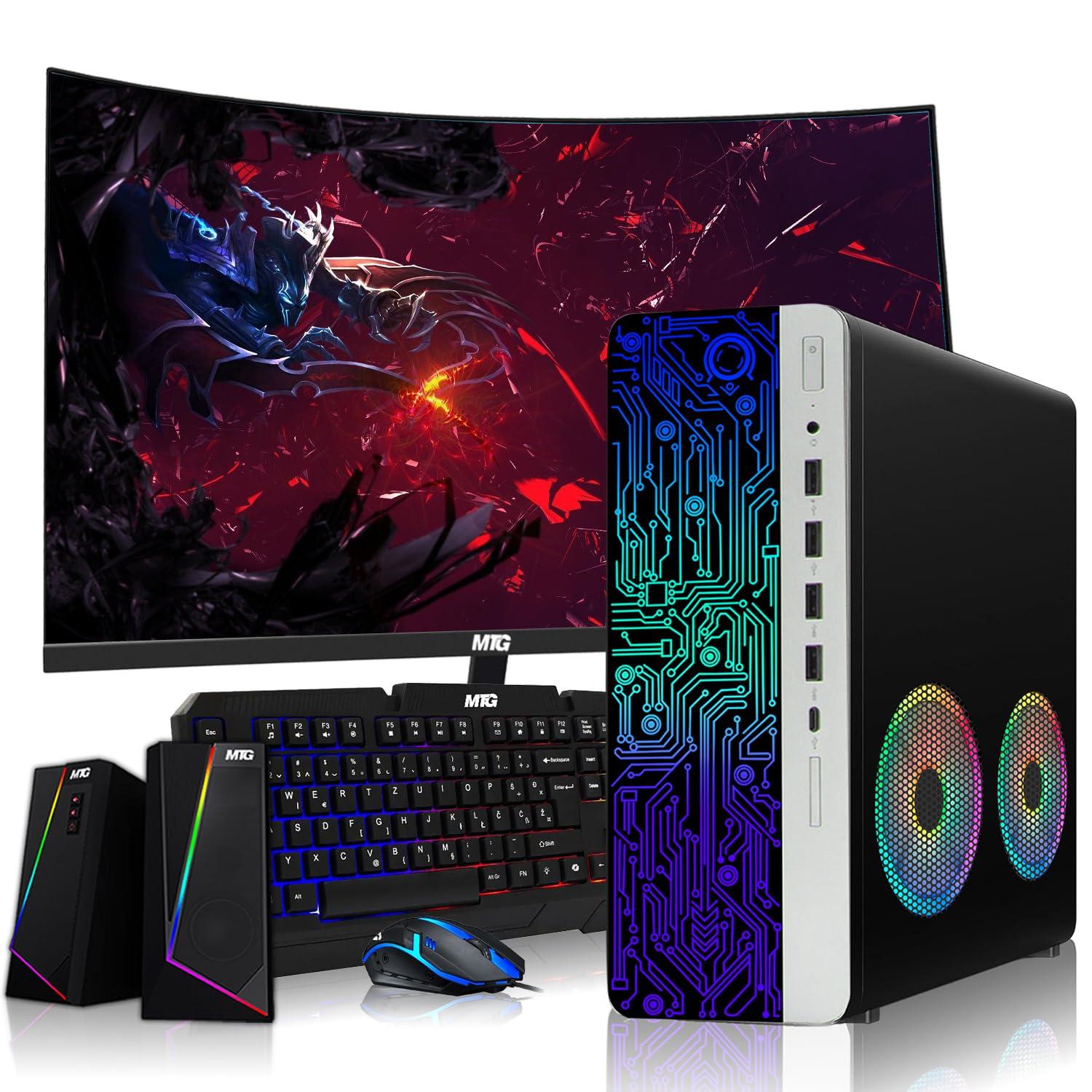 TechMagnet HP G4 Desktop Computer PC AMD Pro A10-9700 R7, 16GB RAM, 512GB SSD, 24 Inch Curved Monitor, RGB Soundbar, Gaming Keyboard with AI-Enabled Copilot Key Mouse, 2X ARGB Fan WiFi, Win 10 Pro (Renewed)