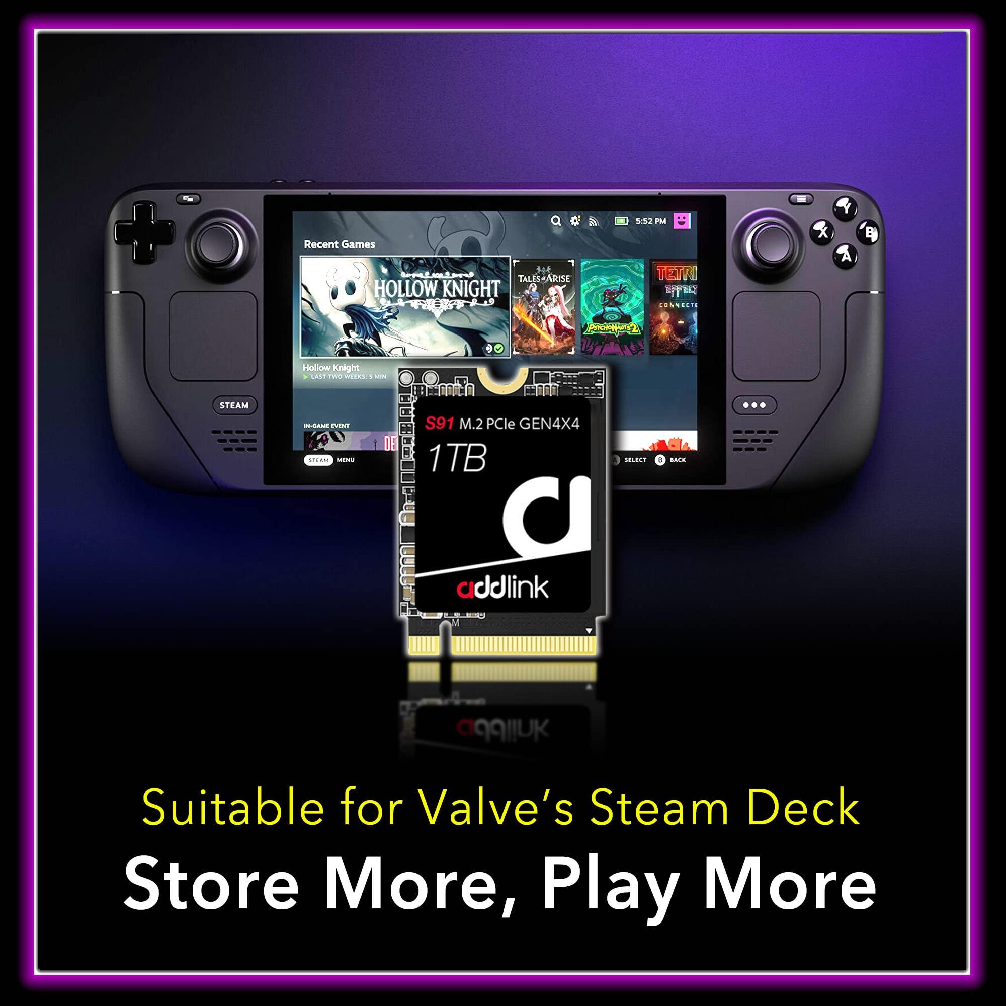 Addlink Addlink S91 1TB 2230 NVMe High Performance PCIe Gen4x4 2230 3D NAND SSD - Read Speed up to 4900 MB/s Compatible with Steam Deck, ROG Ally, Laptop, Internal Solid State Drive - (ad1TBS91M2P)