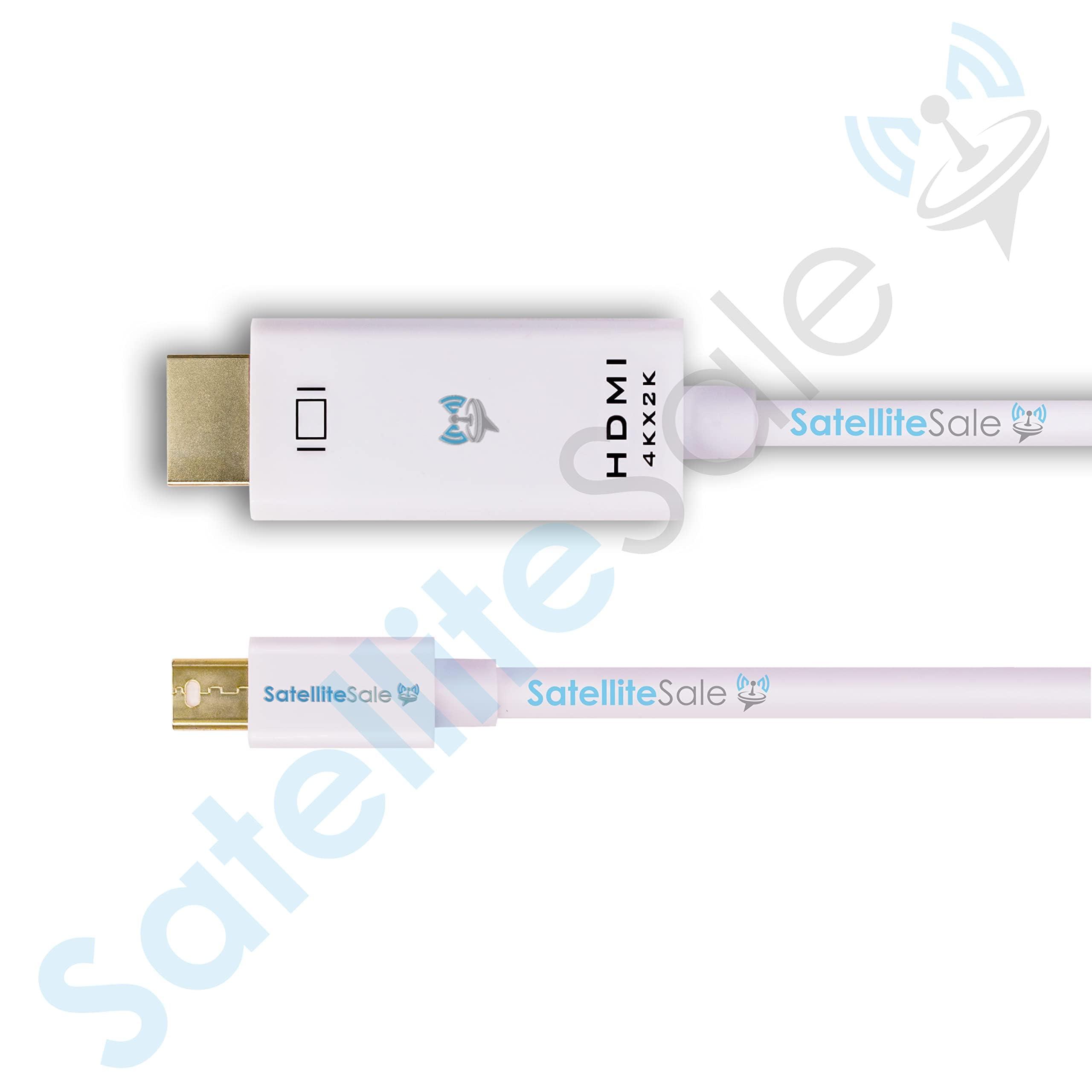 SatelliteSale SatelliteSale Uni-Directional Mini DisplayPort to HDMI Cable Male to Male 4K/30Hz 8.64Gbps Universal Wire PVC White Cord 3 feet