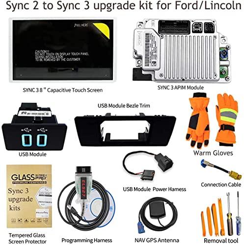 BestRefitCar 2021 SYNC 3 Upgrade Kit, Fits for 2014 Ford C-Max, SYNC 2 to SYNC 3.4 MyFord Touch (MFT) Support Carplay,Including 8 Inch Screen, GPS Navigation Antenna,APIM Module,USB Hub,NA 220 MAP
