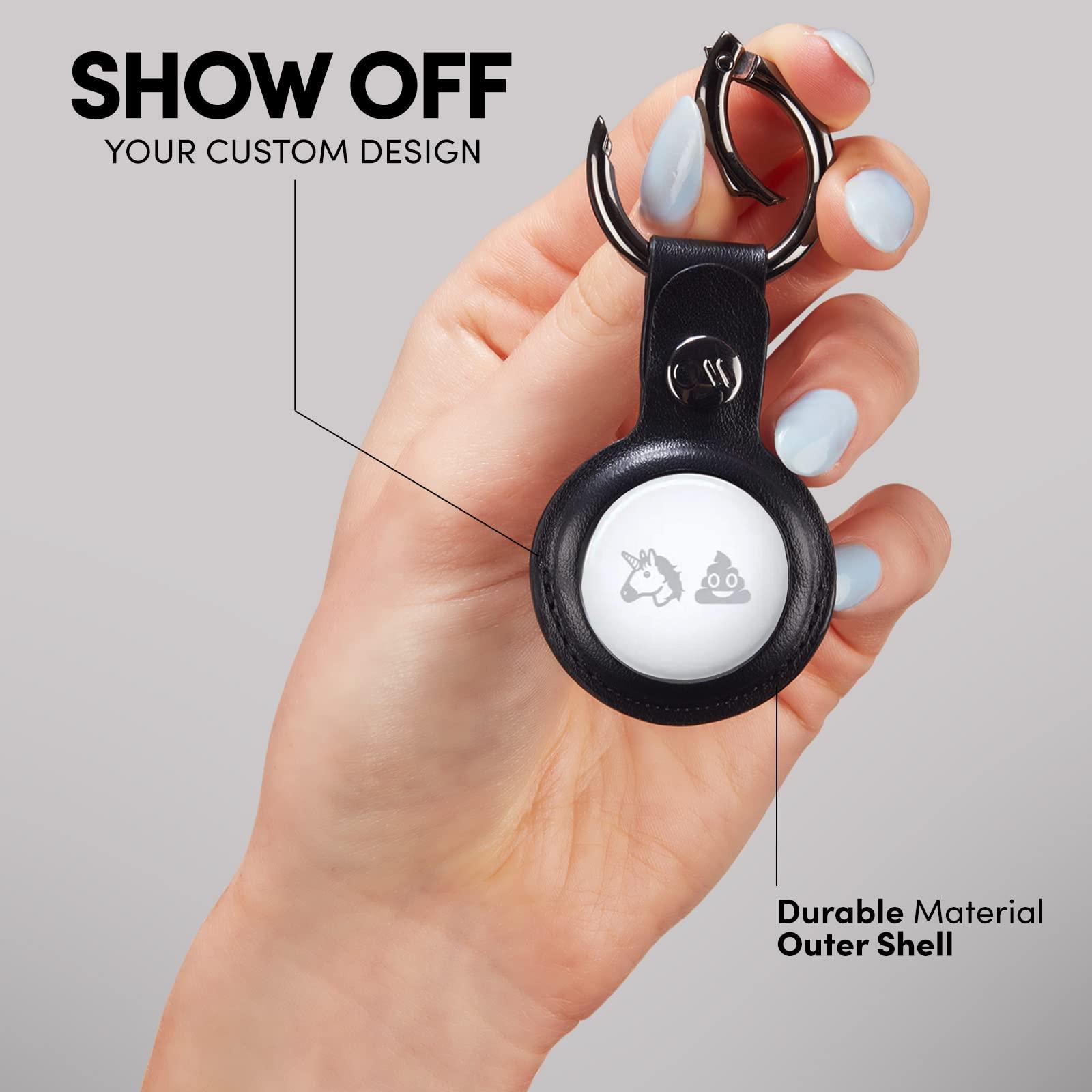 Case-Mate Case-Mate AirTag Keychain Holder - Durable Vegan Leather Air Tag Key Ring w/ Heavy Duty Ring Clip - Protective Case for AirTag Holder for Dog Collar, Keys, Luggage, Backpack - Black