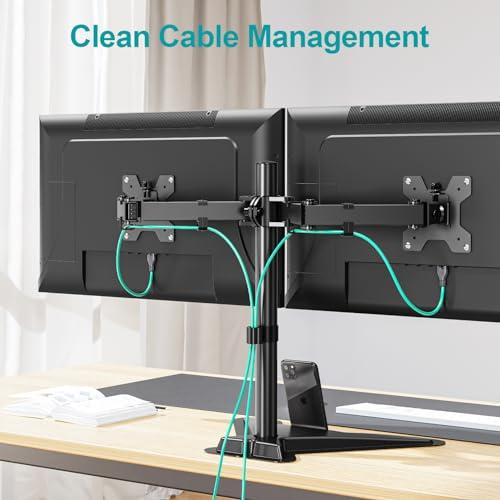 MOUNT PRO MOUNT PRO Dual Monitor Stand - Free Standing Full Motion Monitor Desk Mount Fits 2 Screens up to 27 inches,17.6lbs with Height Adjustable, Swivel, Tilt, Rotation, VESA 75x75 100x100, Black