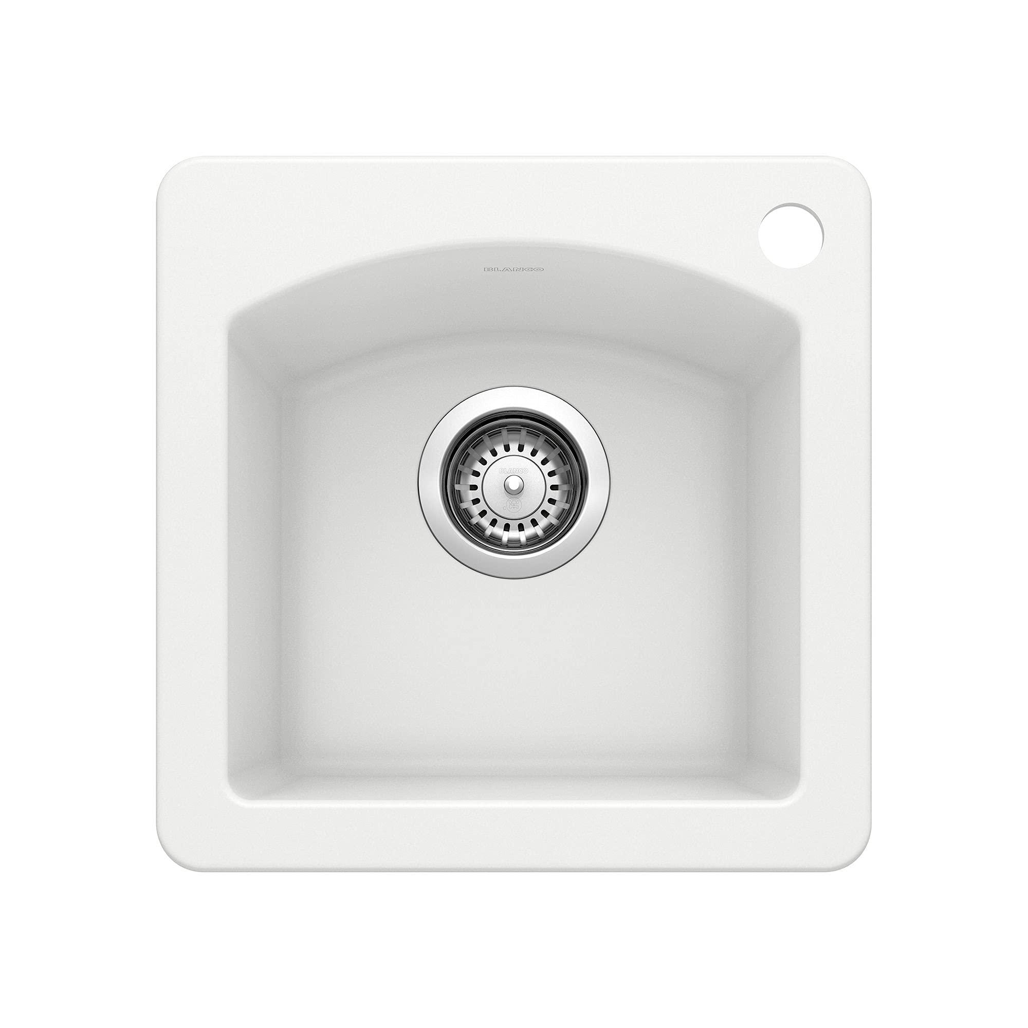 BLANCO BLANCO, White 440205 DIAMOND SILGRANIT Drop-In or Undermount Bar Sink, 15" X 15"