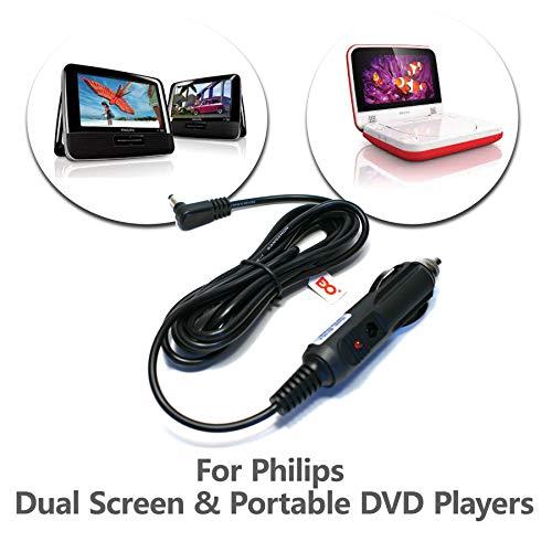 EDO Tech Supply EDO Tech DC Car Charger Adapter Cable Power Cord for Philips Single Dual Screen Portable DVD Player (6.5' Long Cord)