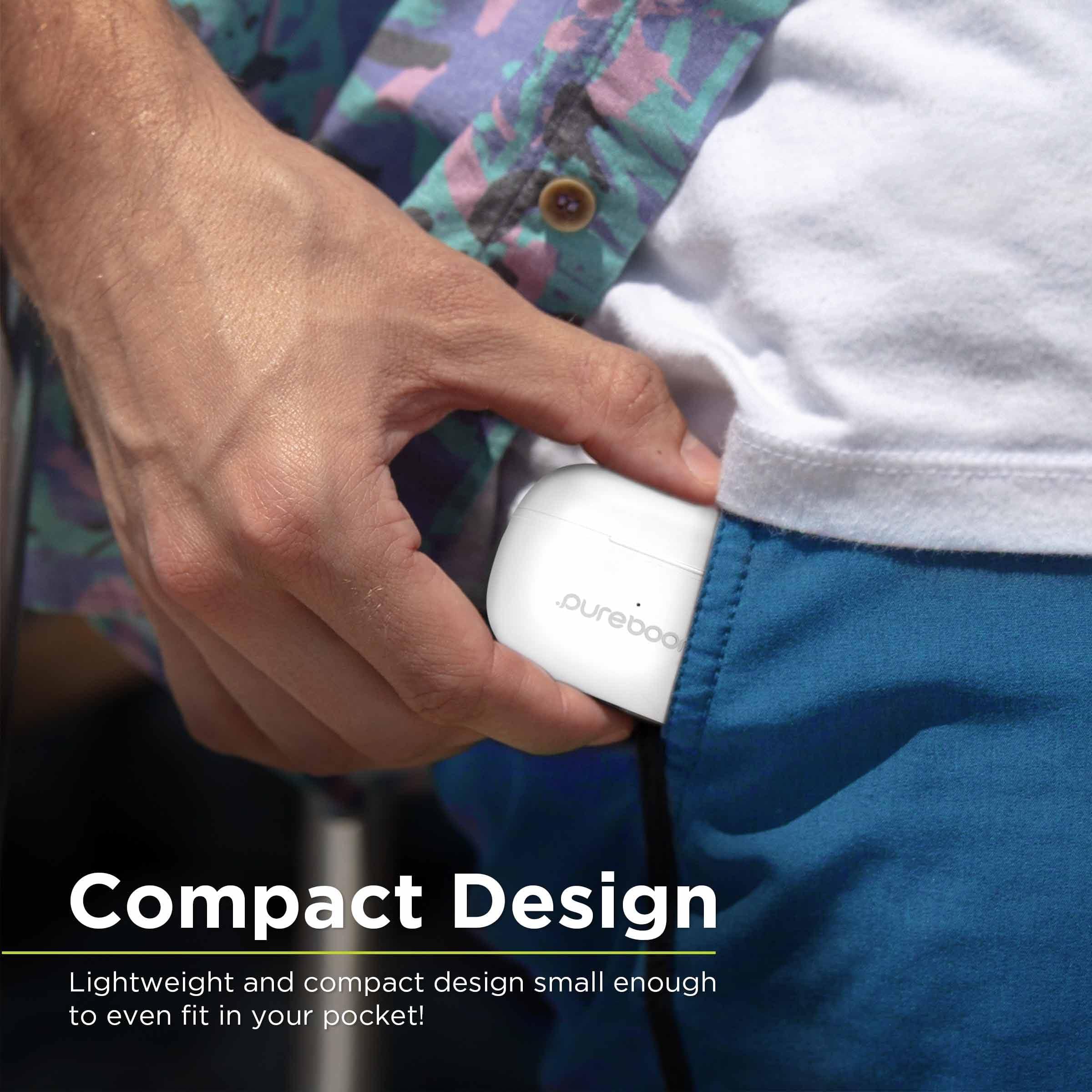 PureGear PureGear PureBoom Wireless Earbuds for Enhanced Sound, Touch Control Stereo Headphones in Ear Built-in Mic for iPhone/Android Phones/TV/Laptops, More Devices (White) Lifetime Replacement Coverage