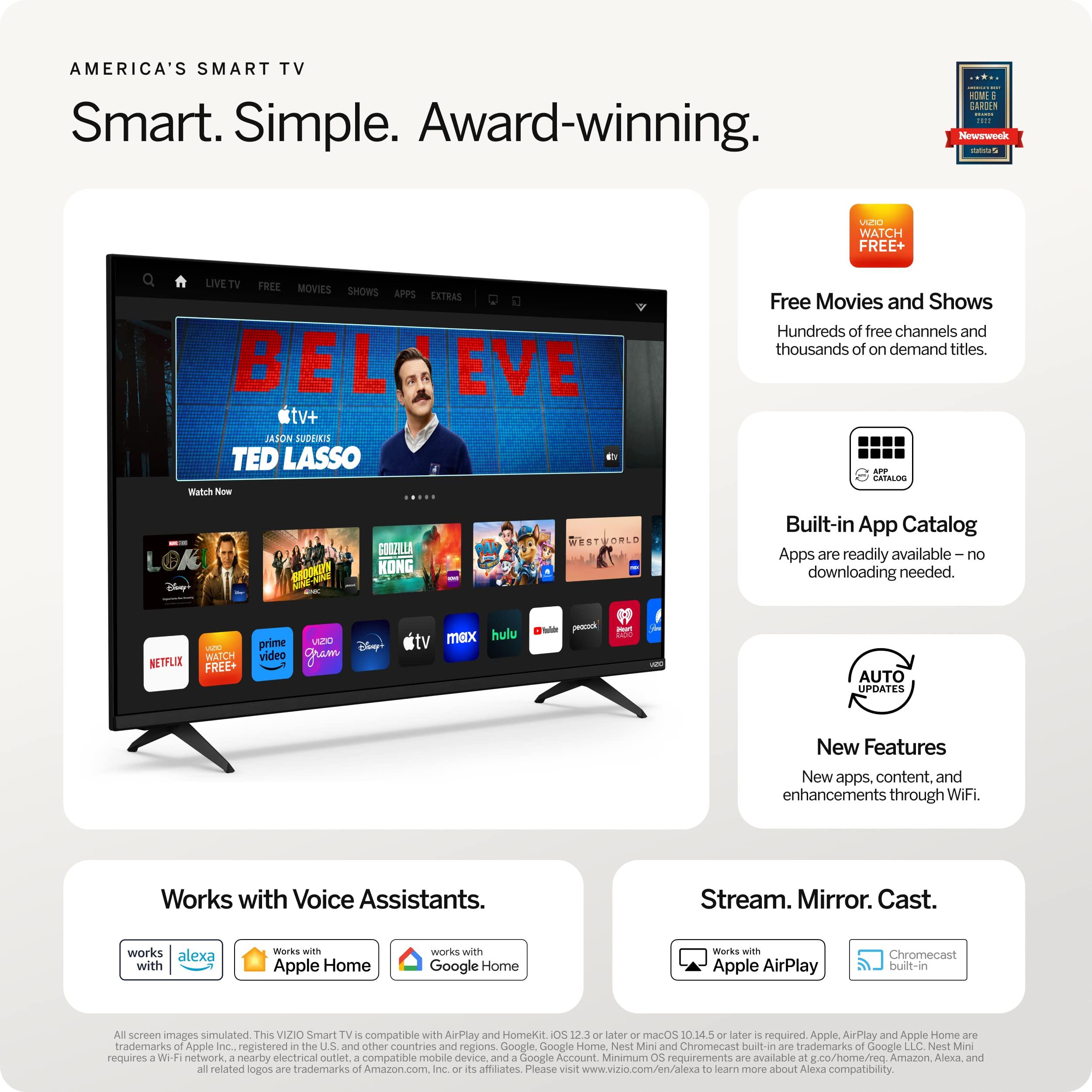 VIZIO VIZIO 24-inch D-Series FHD LED Smart TV w/Bluetooth Headphone Capable, AMD FreeSync & Alexa Compatibility, D24fM-K01, 2023 Model (Renewed)