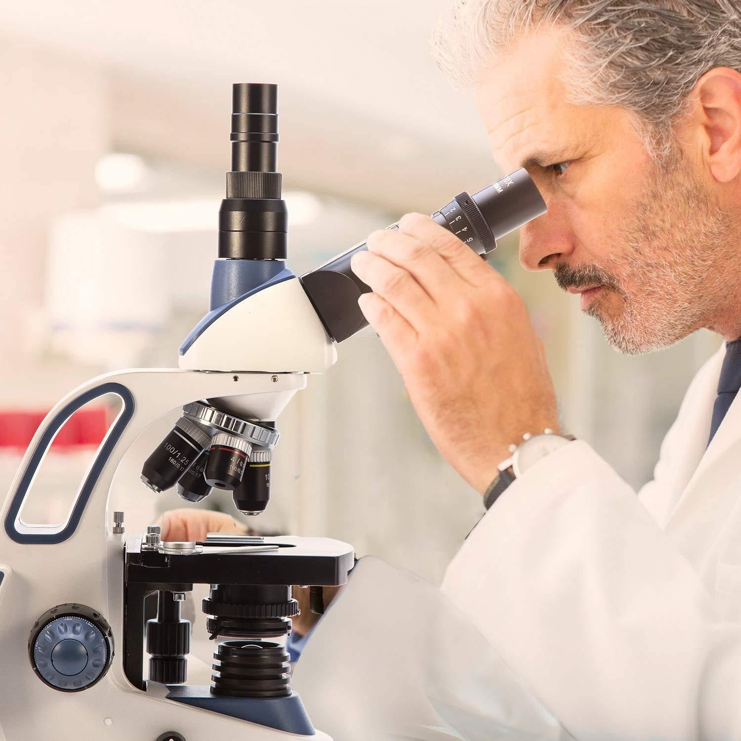 SWIFT Swift SW380T Compound Trinocular Microscope,40X-2500X Magnification,Two-Layer Mechanical Stage,5.0 MP Camera and Software Windows/Mac Compatible and 100 PCS Blank Slides