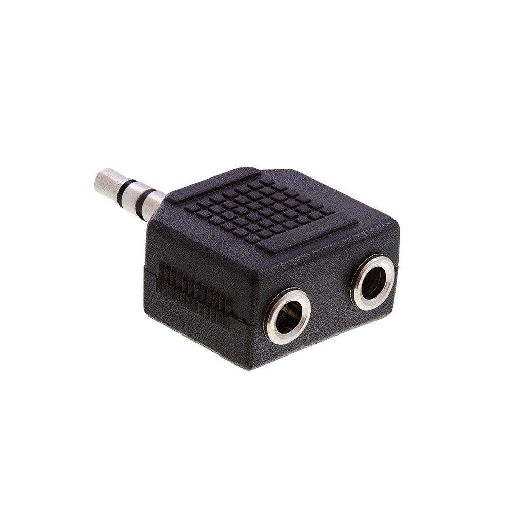 Cmple Cmple - 3.5mm Stereo Plug to 2X 3.5mm Stereo Jack Adapter, 3.5mm Stereo Male to 2X 3.5mm Stereo Female Coupler, Audio Jack for Headphones - Black