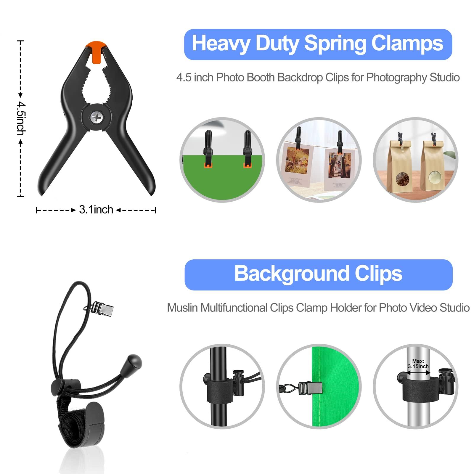 EMART EMART Photo Video Studio Backdrop Stand Kit, 710ft Adjustable Photography Support System with Polyester Background(Black/White/Green Screen), Spring Clamps and Carry Bag for Photoshoot