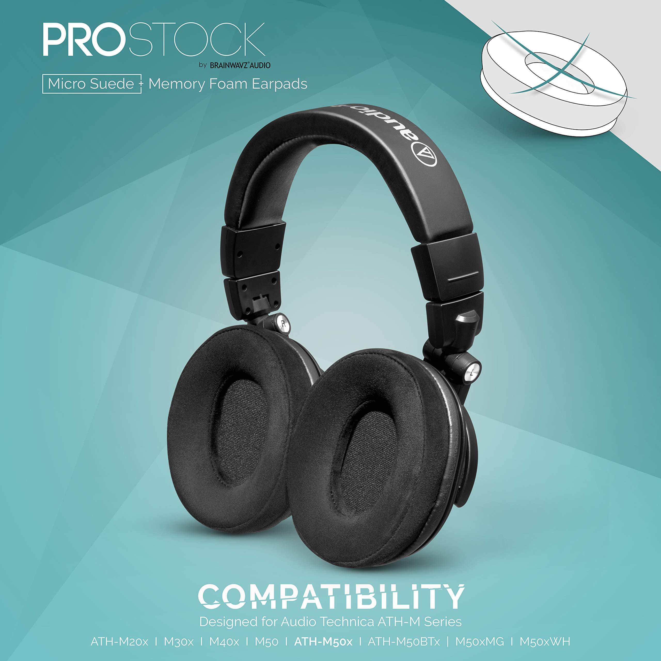 BRAINWAVZ Brainwavz ProStock ATH M50X Upgraded Earpads, Improves Comfort & Style Without Changing The Sound - Ear Pad Designed for ATH-M50X M50BTX M20X M30X M40X Headphones, Vegan Leather (Micro Suede)