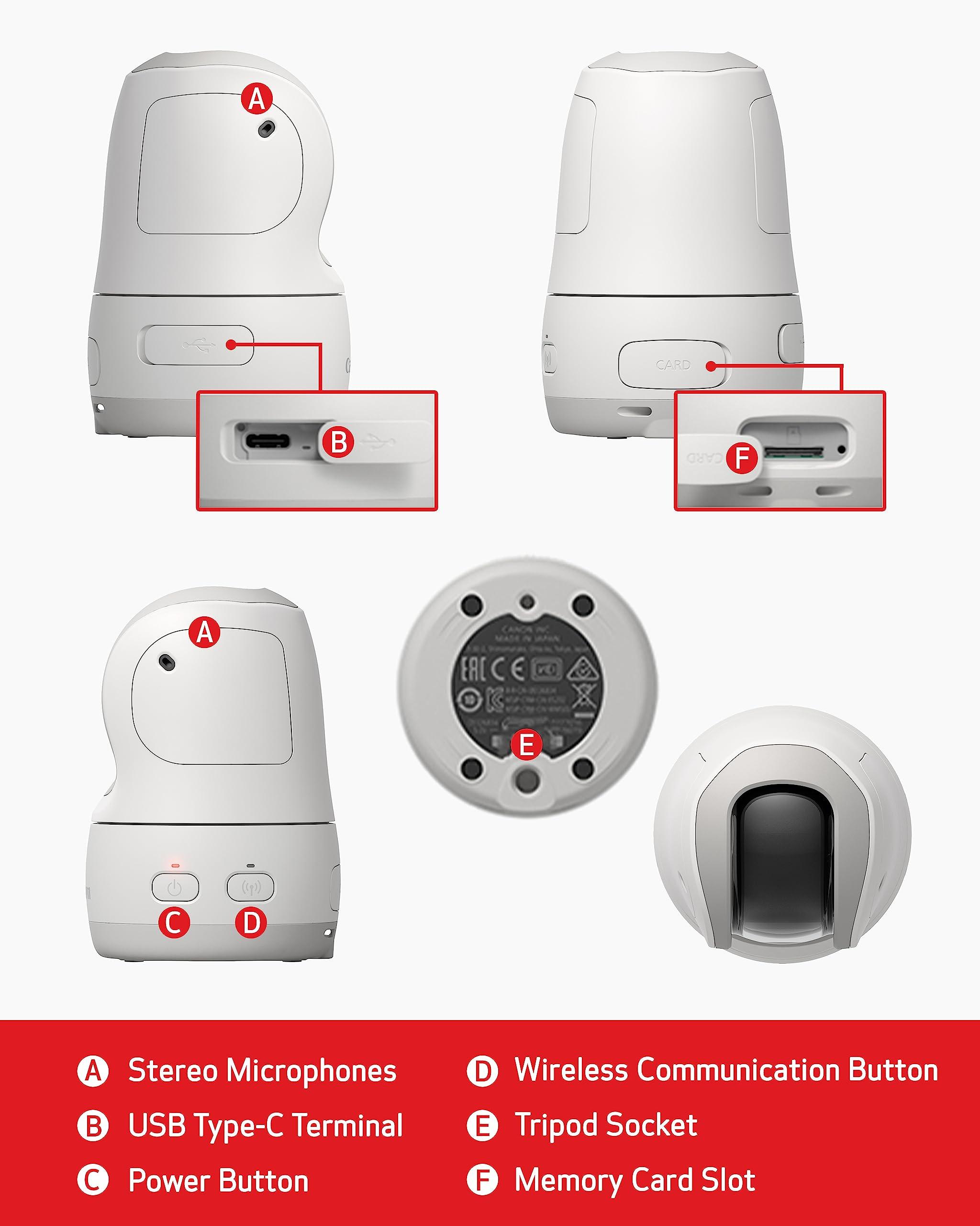 Canon Canon PowerShot Pick Active Tracking PTZ Camera with Built-in Wi-Fi, Photo and Video, Compact and Portable, Wireless Webcam, White