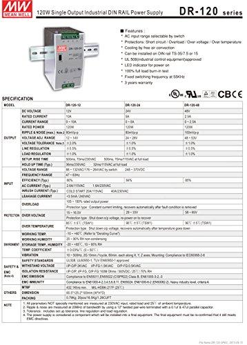 MEAN WELL MW Mean Well DR-120-24 24V 5A 120W Single Output Industrial DIN RAIL Power Supply