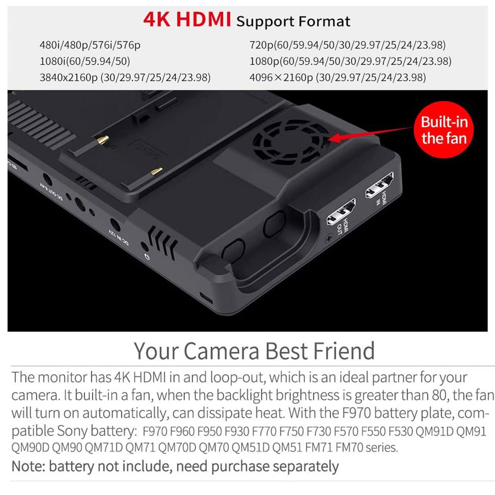 FEELWORLD FEELWORLD LUT6 6 Inch Ultra Bright 2600nits HDR/3D LUT Touch Screen DSLR Camera Field Monitor with Waveform VectorScope Histogram 4K HDMI Input Output