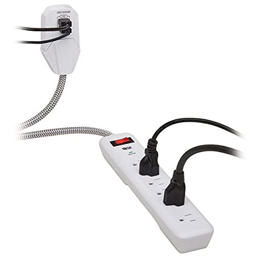 Tripp Lite Tripp Lite Surge Protector Power Strip 7-Outlet with 2 USB Ports 6ft Cord White (TLP616USB)